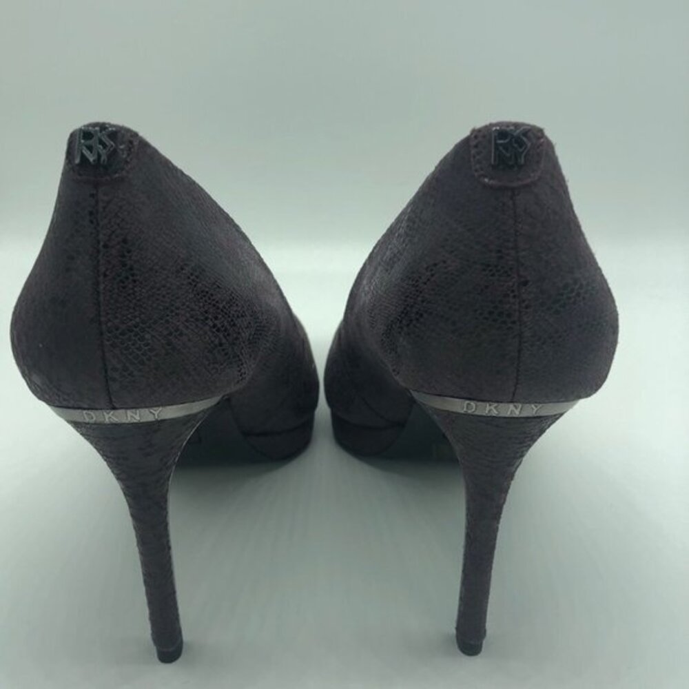 DKNY Purple Snakeskin Embossed Pointed Toe Platform Pumps High Heels - Picture 5 of 7